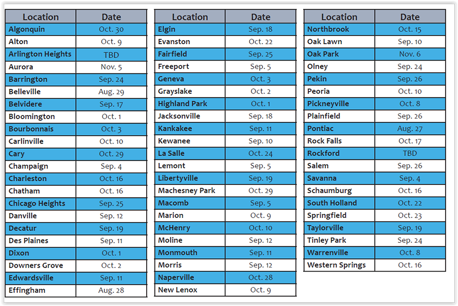 Schedule for Fall Member Meetings