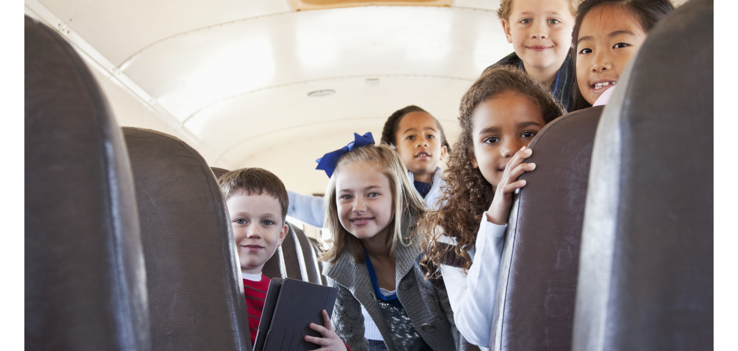 school children on bus